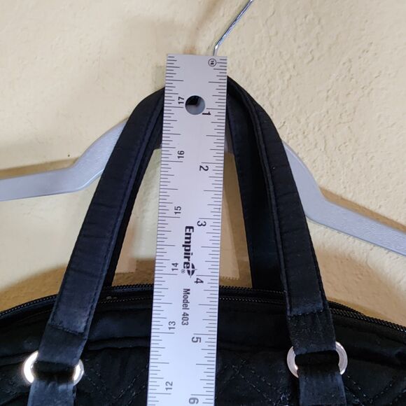 Vera Bradley Quilted Laptop Messenger Bag Black solid minimalist pockets - Picture 6 of 13